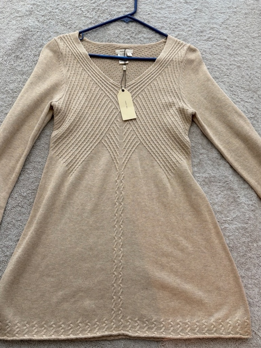 Sophie max V-Neck Knit Sweater Dress in Taupe